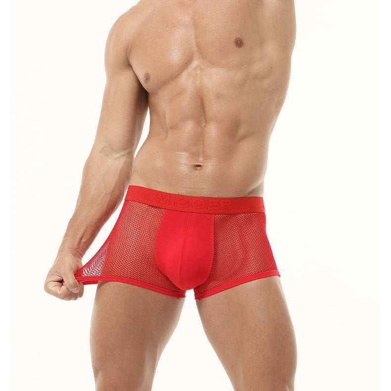 Ice Silk High Elastic Mesh Underwear Thin Cotton Crotch Boxers
