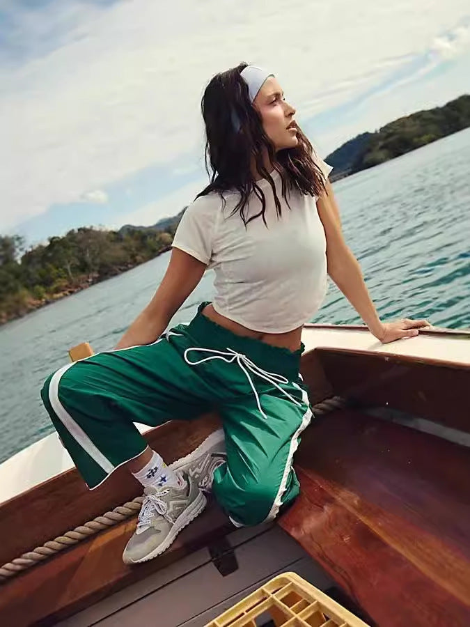 Women's Fashion Casual Loose Striped Sweatpants