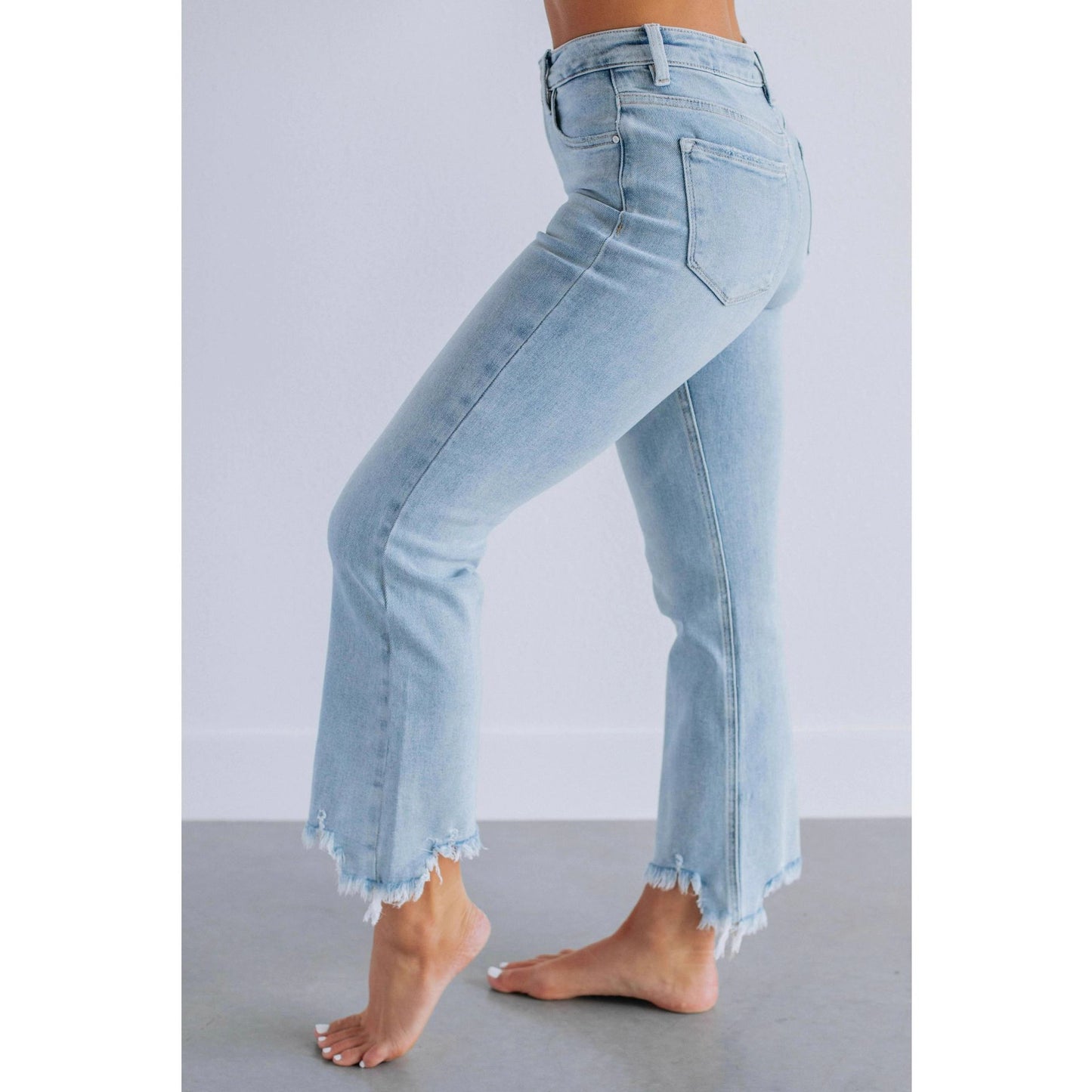 Solid Color Casual Women's Denim Pants Hand-worn
