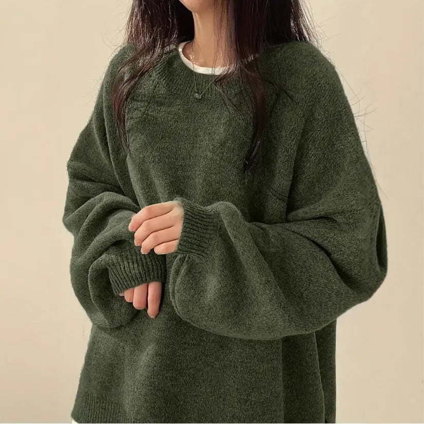 Idle Style Retro Crew Neck Pullover Sweater Nipaaj