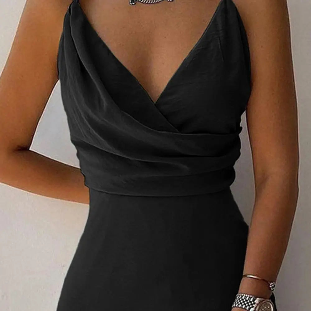 V-neck Slit Sling Dress Summer Fashion Sexy Slim Suspender Dresses For Women Clothing null