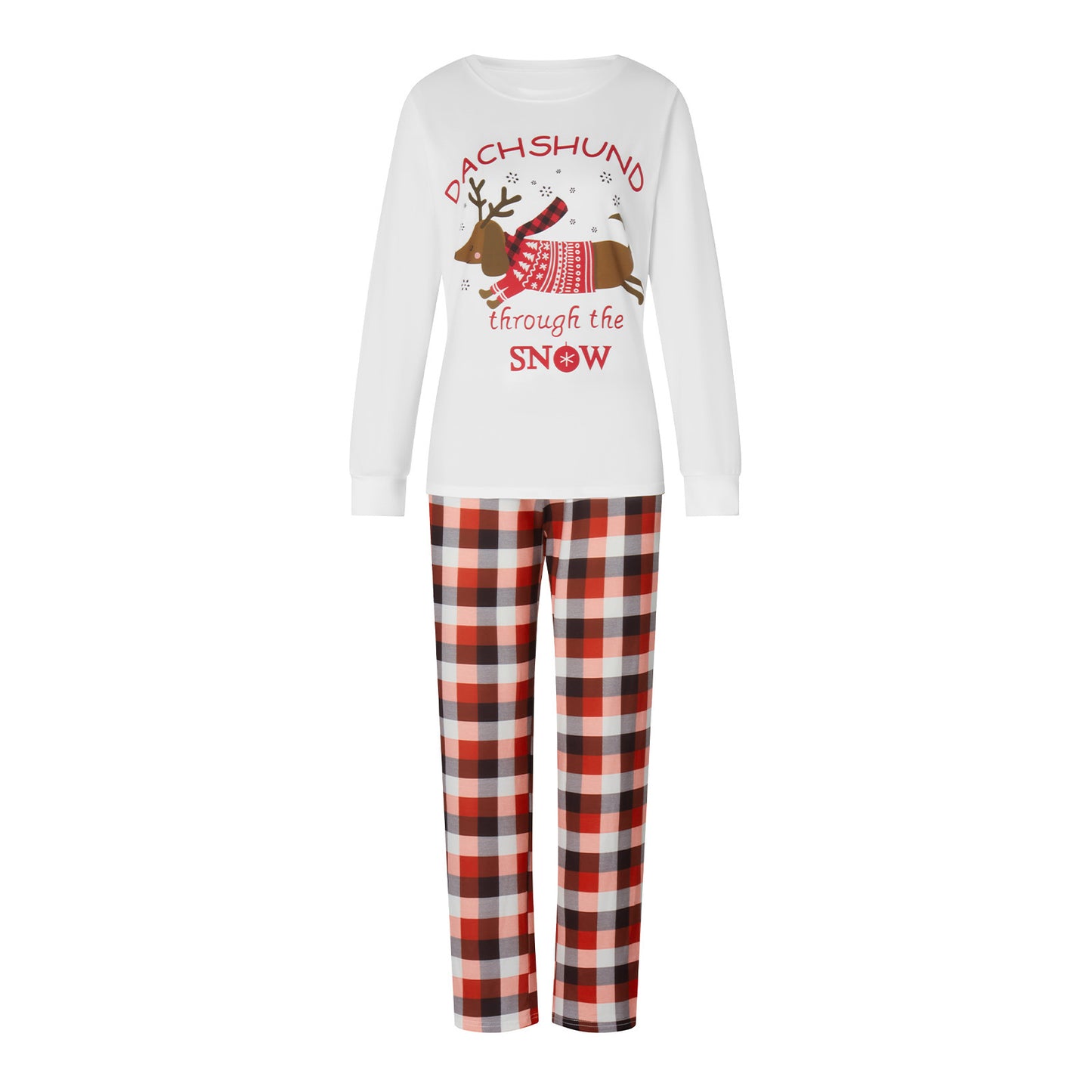 Parent-child Elk Pattern Plaid Pants Christmas Suit Long Sleeve