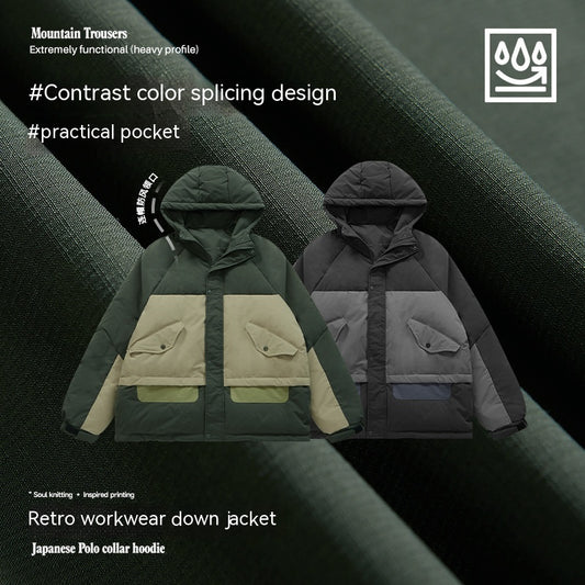 Men's Clothing Retro Workwear Down Jacket Trendy Brand New 90 White Duck Down Jacket