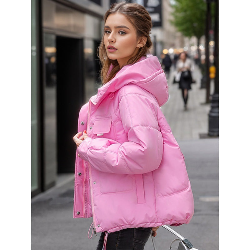 Hooded Down Cotton Clothes For Women New Short Winter Large Size Thick Multi-pocket Cotton Jacket Coat Trendy