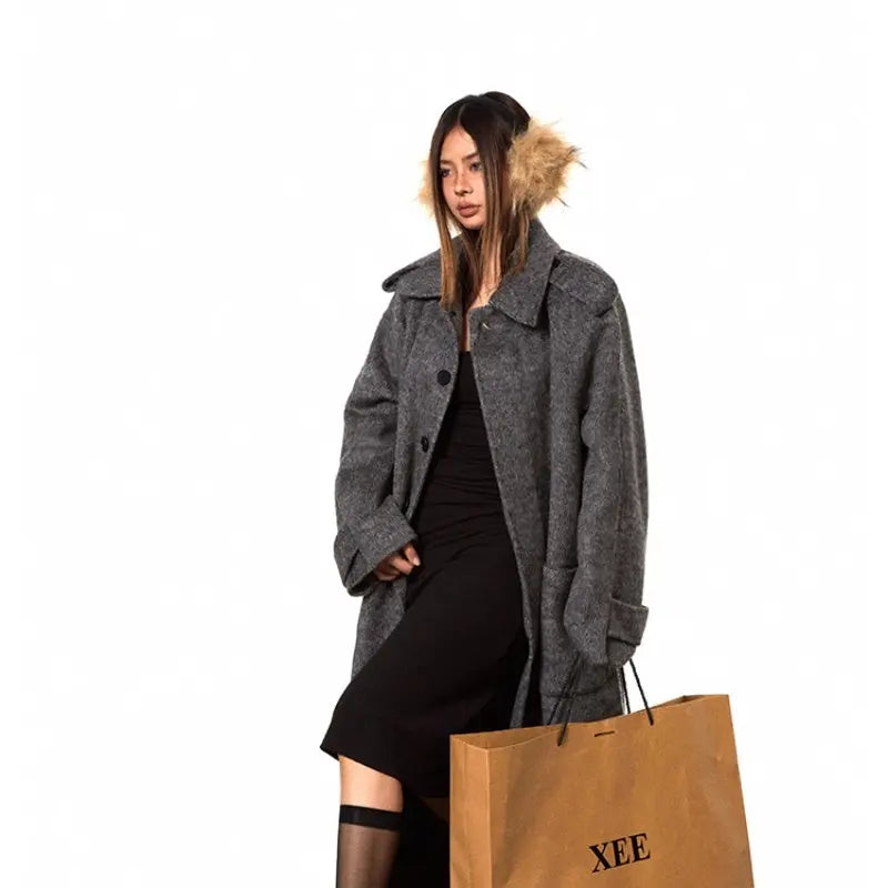 High-support Wool Handmade Double-faced Woolen Goods Long Autumn And Winter High-grade Overcoat Coat null