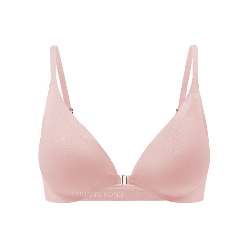 Women's Underwear Thin Small Breast Push Up Women's Front Buckle Backless Bra
