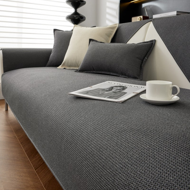 Waffle Solid Color Cream Sofa Cushion Waterproof Non-slip