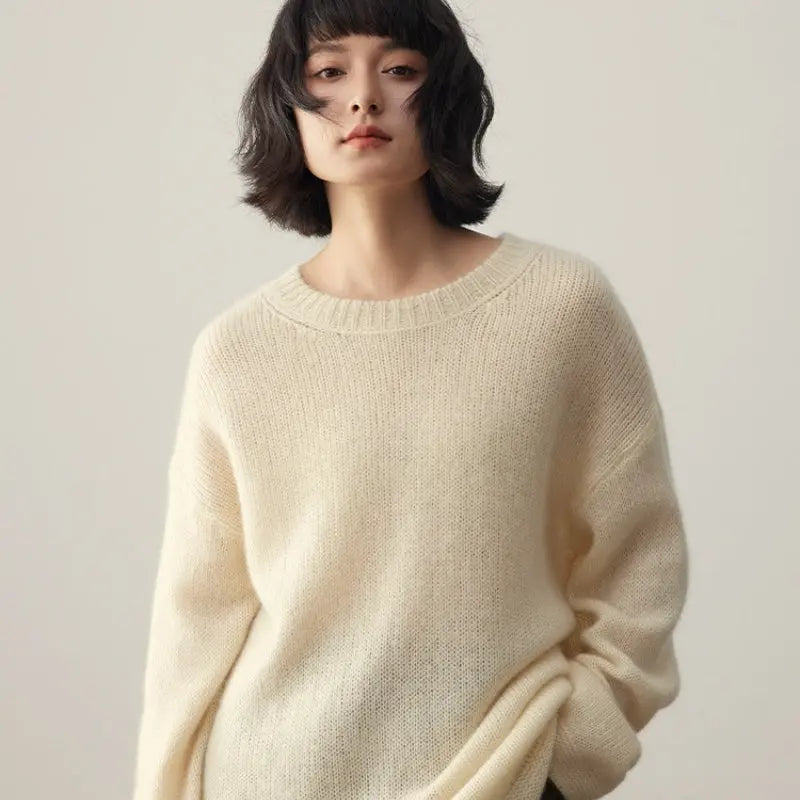 Pure Cashmere Wide Sweater Pullover Women's Thick Nipaaj