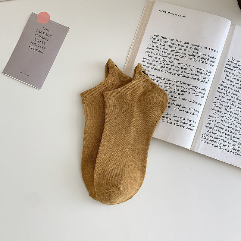 Women's Smiley Ankle Socks Thin Embroidery Ins Short Fashion Tight Socks