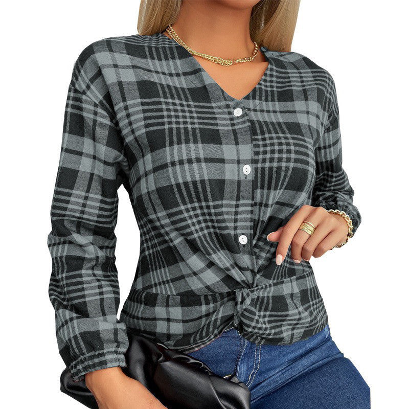 Women's Creative Plaid Casual Loose Shirt