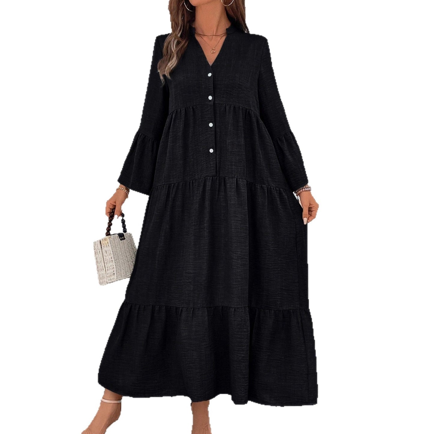 Multi-layer Pleated Loose Stitching Texture Dress