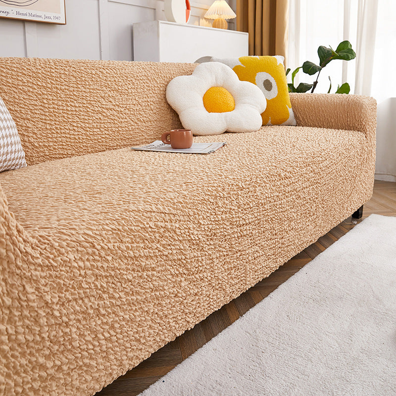 European Style Cream Style Bubble Stretch Sofa Cover Cover All-inclusive Straight Row Sofa Slipcover