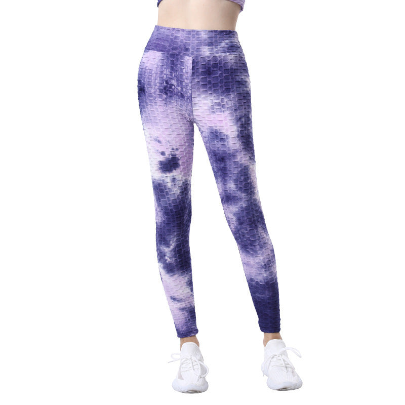 High Waist Workout Bubble Tie-dye Yoga Pants
