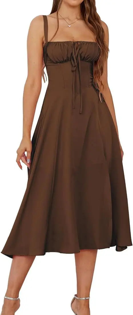 Mid-length Corset Elegant Slit Lace-up Women's Outing Leisure Dress null