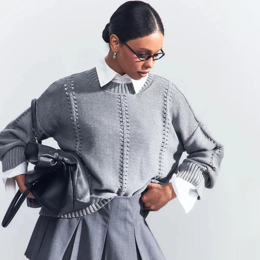 Loose Round Neck Idle Style Sweater Nipaaj