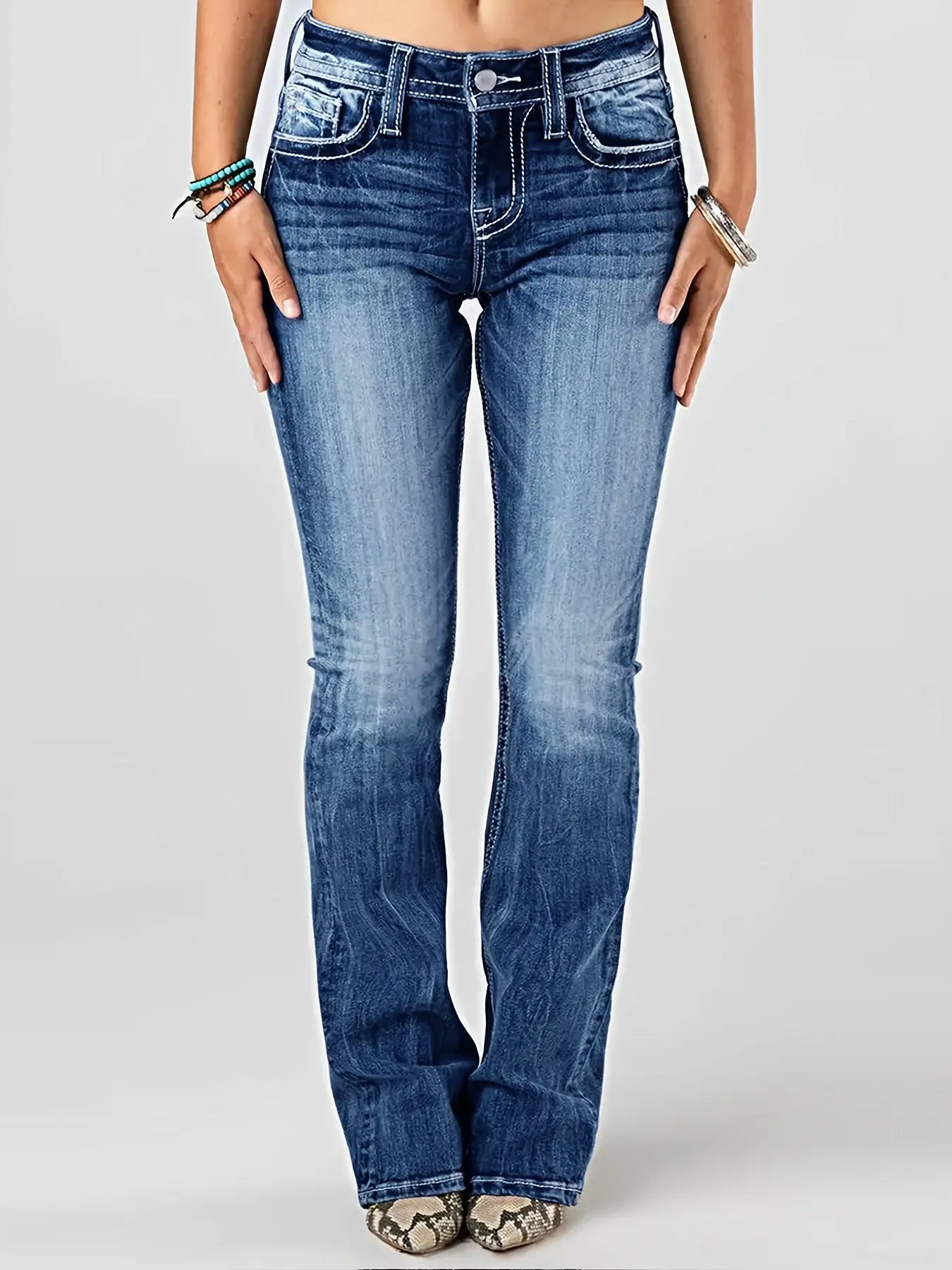European And American Ladies Heavy Industry Washing Stretch Denim Trousers Nipaaj