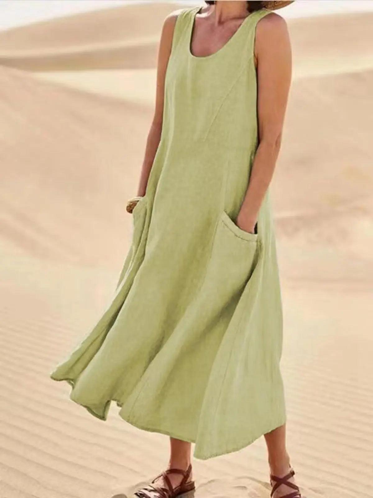 Summer Sleeveless Long Dress With Pockets Fashion Casual Loose Dresses Women's Clothing null