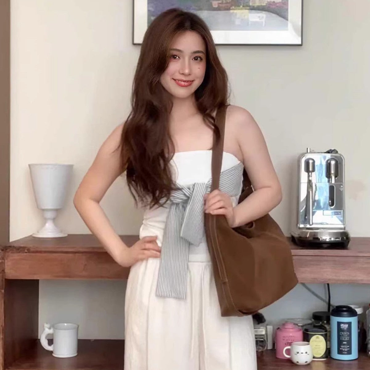 Large Capacity Simple Soft Leather High-grade Suede Messenger Bag