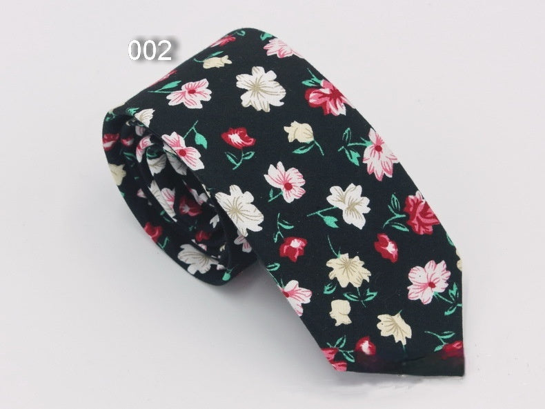 Men's Suit Printed Cotton Pocket Handkerchief With Floral Patterns, Fashionable And Casual Printed Tie