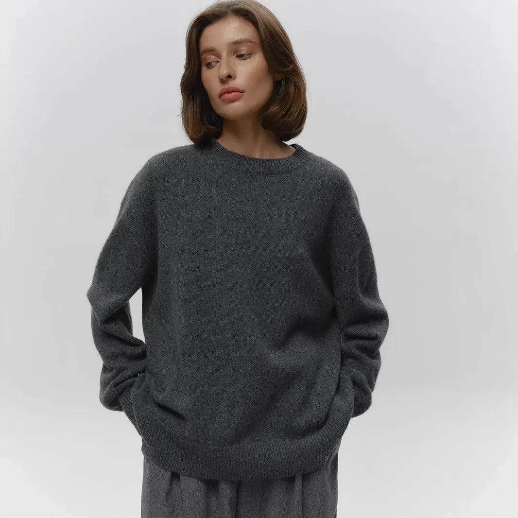 Loose And Warm Simple Pullover Solid Color Knitted Sweater Nipaaj