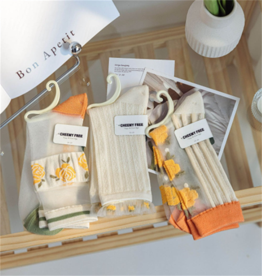 Tulip Fairy Wind Transparent Crystal Glass Silk Women's Socks