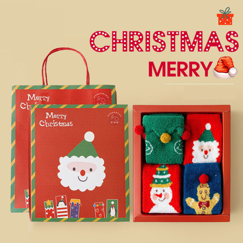 Parent-child Christmas Socks Gift Box Thickened Half Velvet