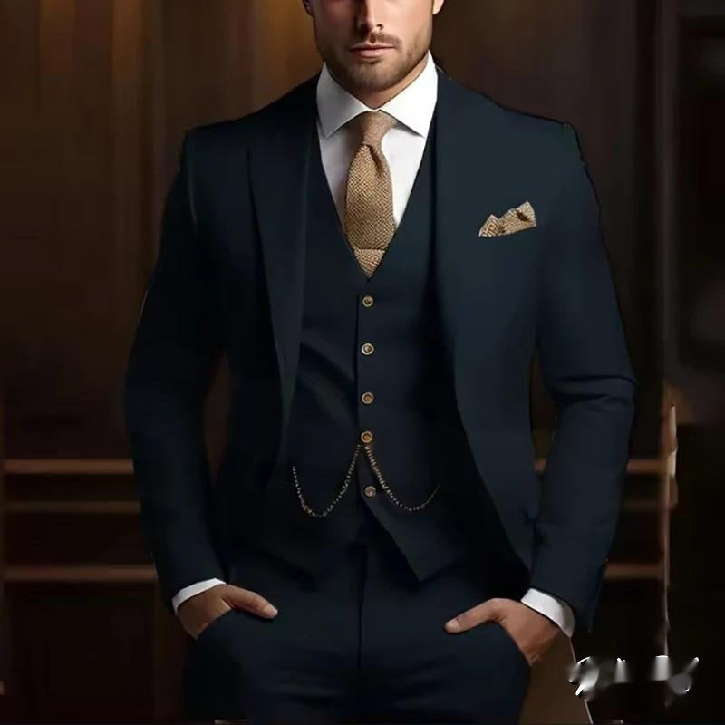 Men's High-grade Gentleman Temperament Slim Suit Three-piece Suit