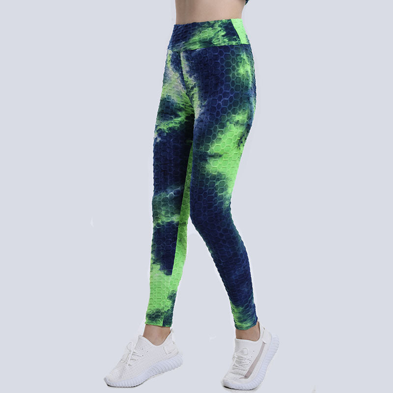 High Waist Workout Bubble Tie-dye Yoga Pants