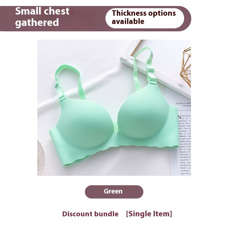 Women's Pure Color All-matching Macarons One Piece Underwear Bra-free