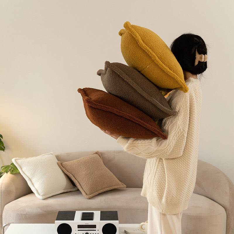 Sofa Backrest Grain Wool Plush Pillow Bedside Cushion
