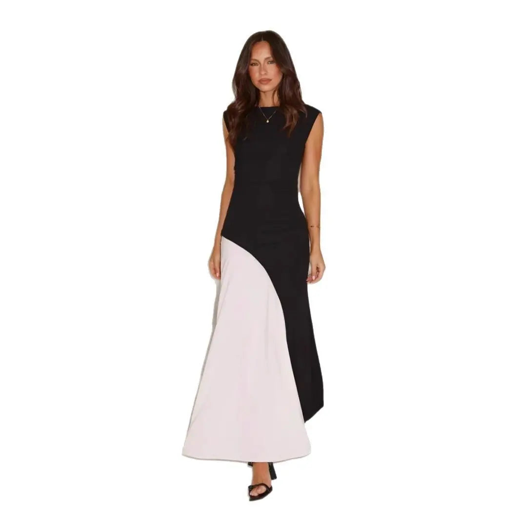 Women's Black And White Color Matching Women's Dress null