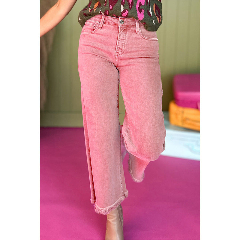 European And American Leisure Versatile High Waist Zipper Jeans