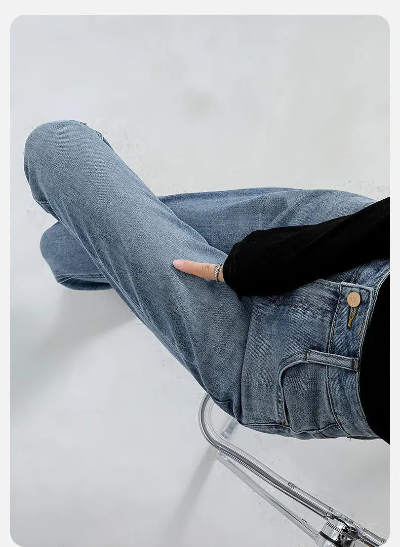 Burr Straight Ankle-length Pants Small Stretchy High Waist Slimming Commuter Nipaaj