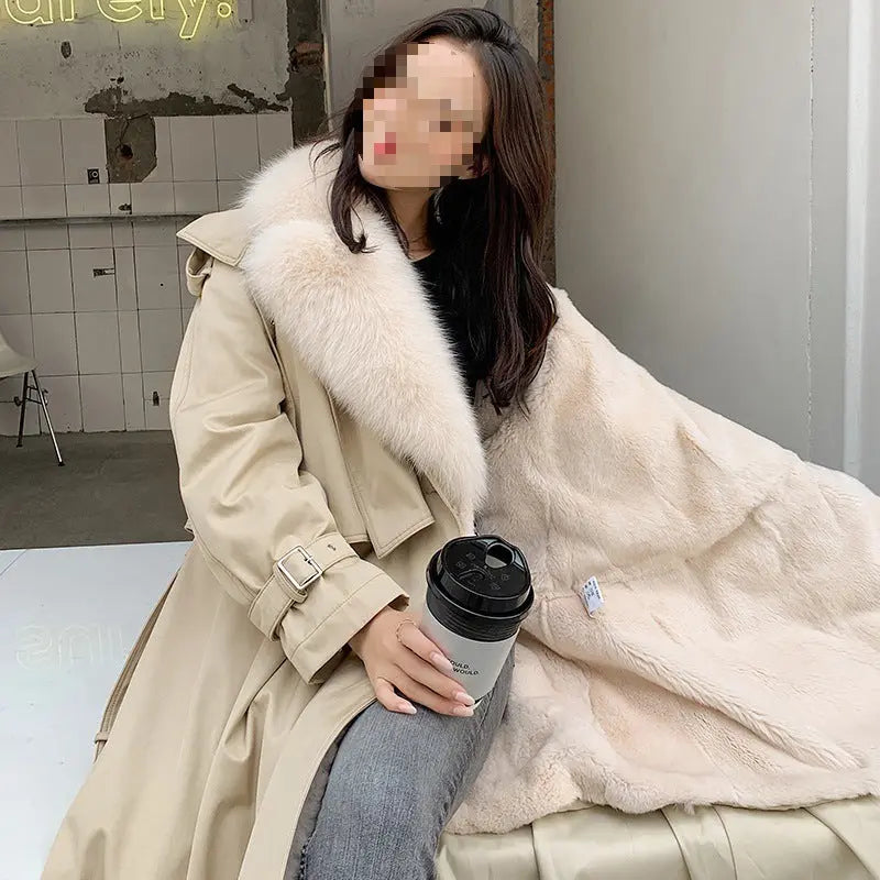 Women's Medium Length Detachable Trench Style Overcoat null