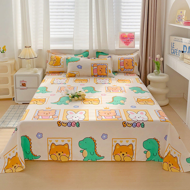 Summer Washed Cotton Bed Sheet Student Dormitory