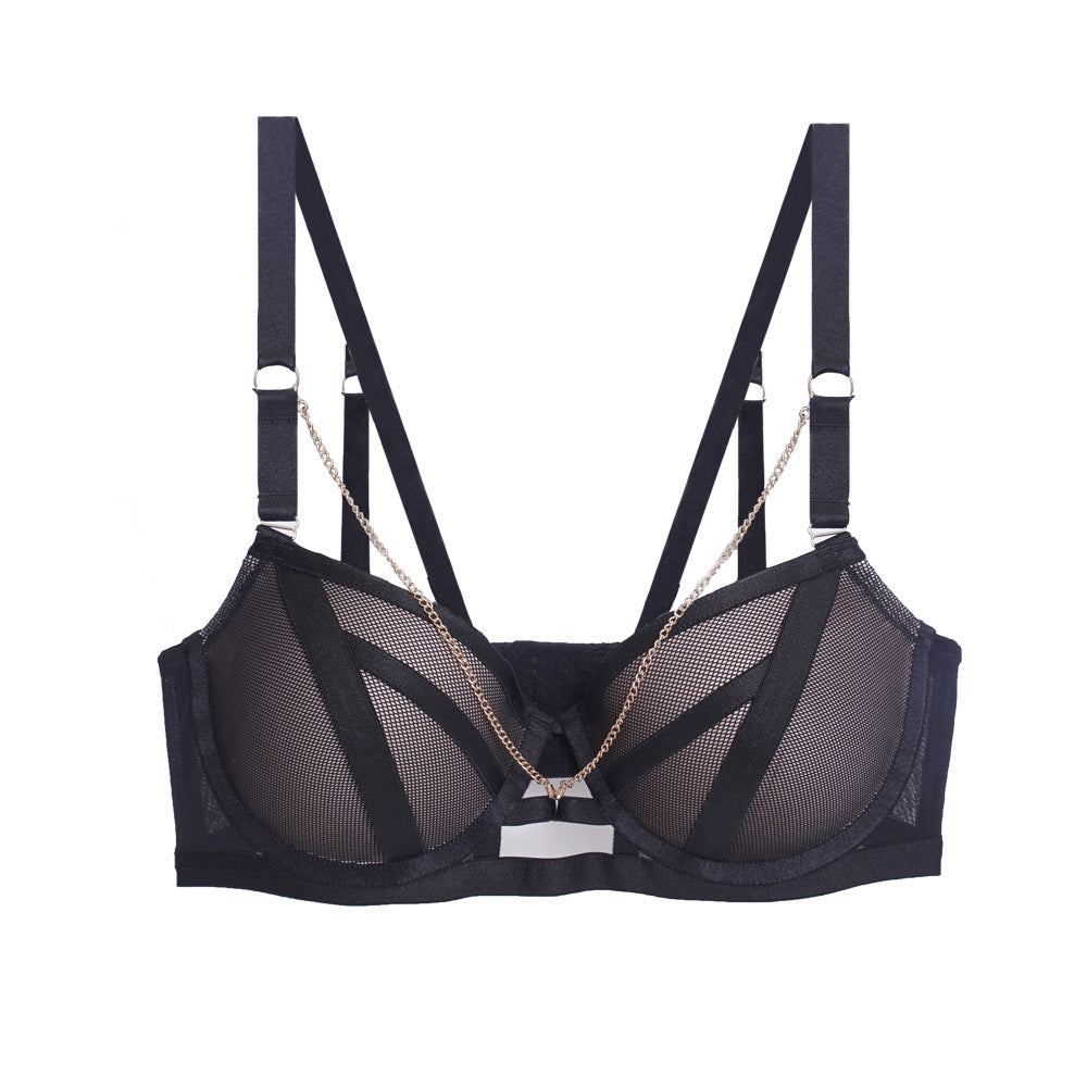Lace-up Contrast Color Underwear Women's Chain Detachable Beauty Back