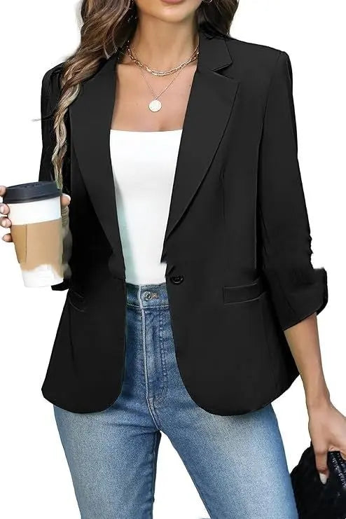 Solid Color Lightweight Slim Suit Jacket null