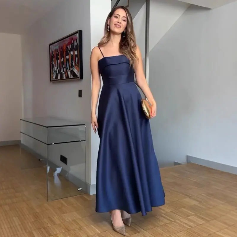 Solid Color Sexy Sleeveless Backless Tube Top Waist Long Dress null
