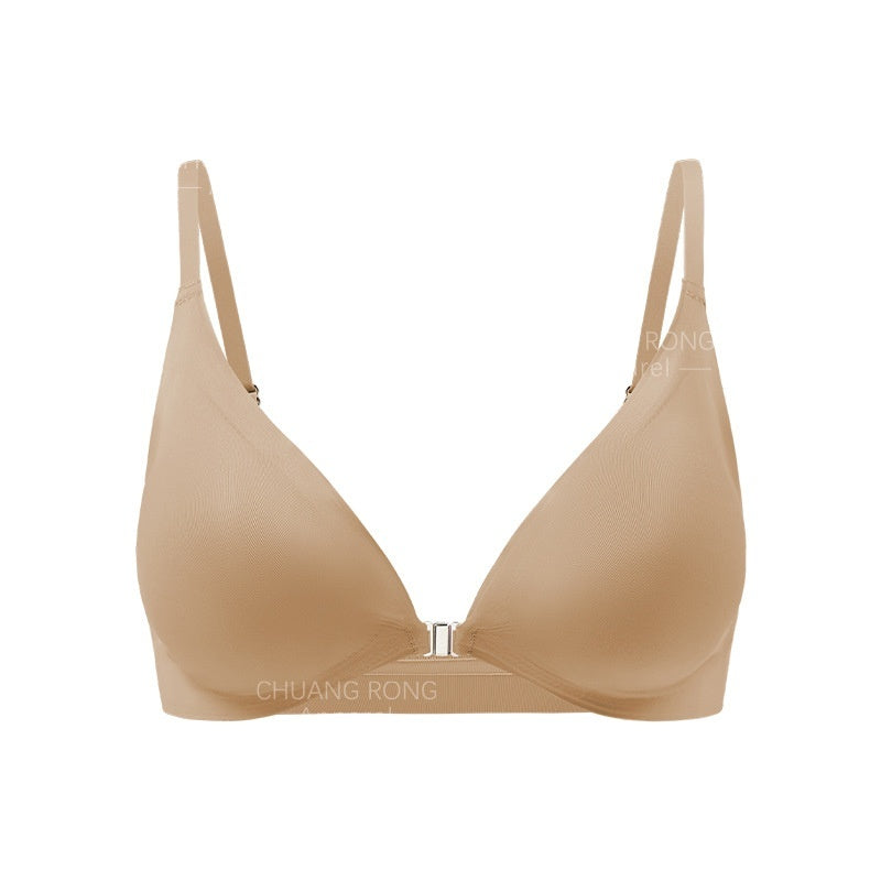 Women's Underwear Thin Small Breast Push Up Women's Front Buckle Backless Bra