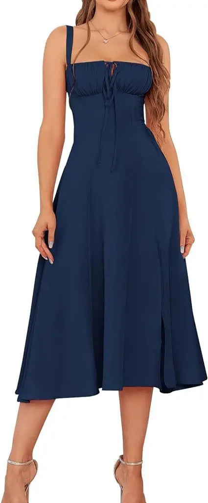 Mid-length Corset Elegant Slit Lace-up Women's Outing Leisure Dress null