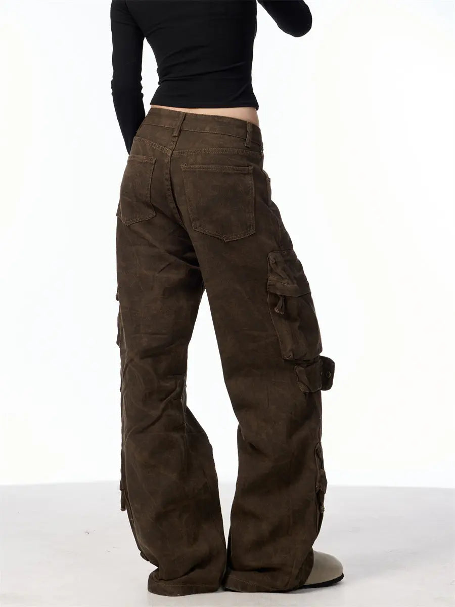 Retro Design Camouflage Cargo Pants Women Nipaaj