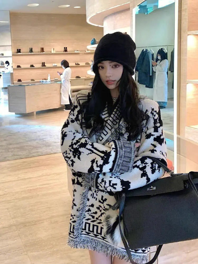 Knitted Cardigan Slouchy Sweater Female Nipaaj