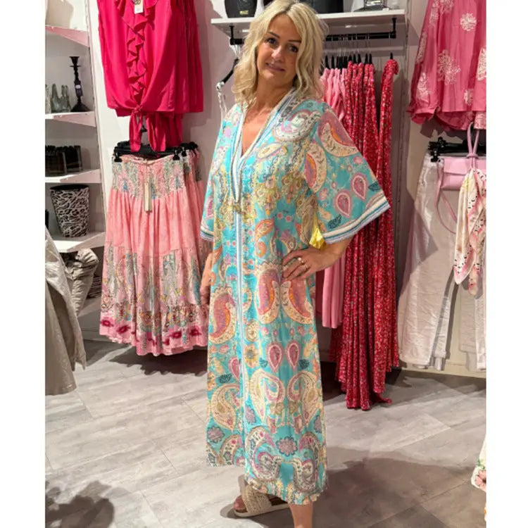 V-neck Fashion Vacation Printed Women's Dress null