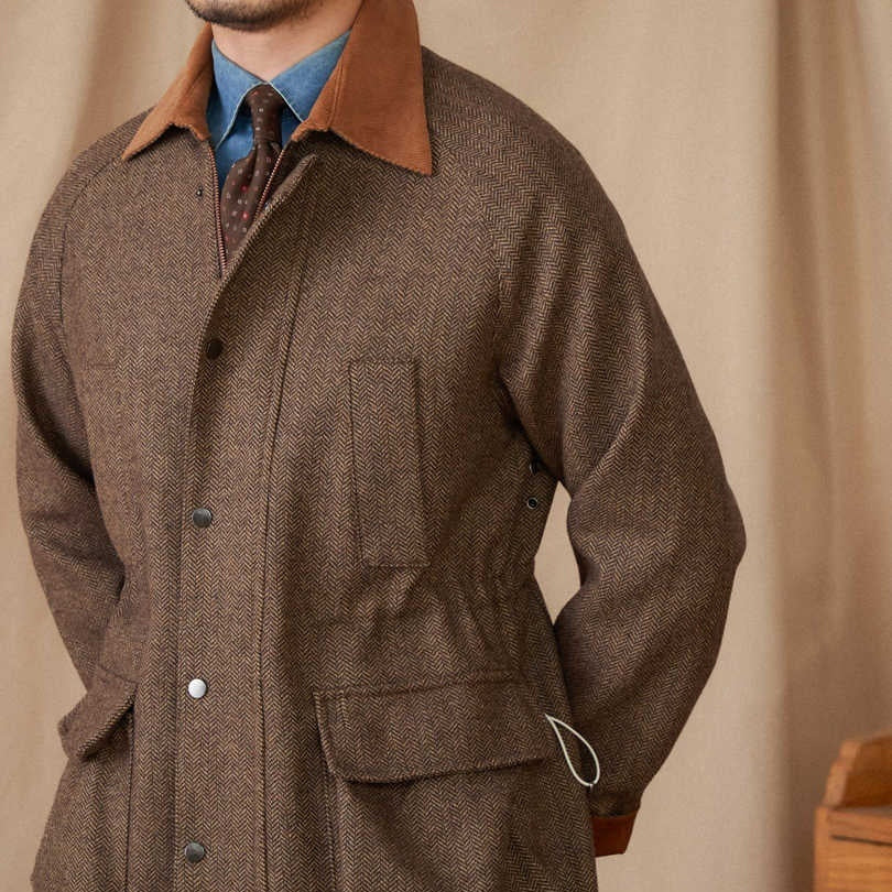 Wool Safari Jacket All-matching Stitching Collar Warm Retro Coat