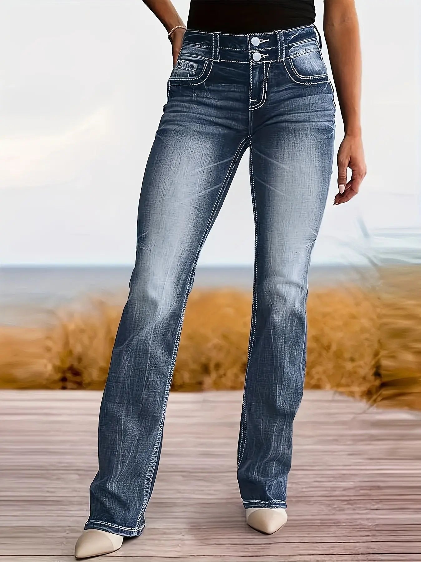 Women's Jeans High Waist Straight Slim Fit Slimming Versatile Nipaaj