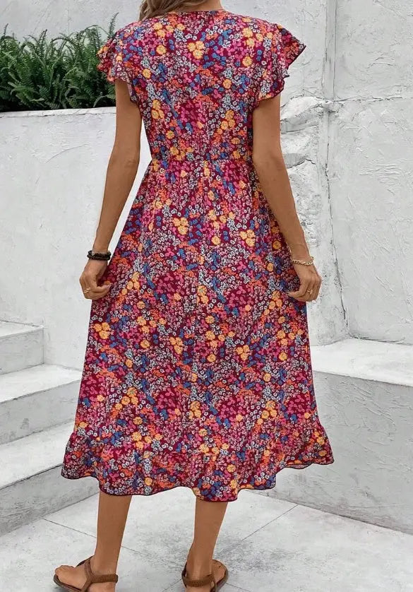Print V-neck Dress For Women null