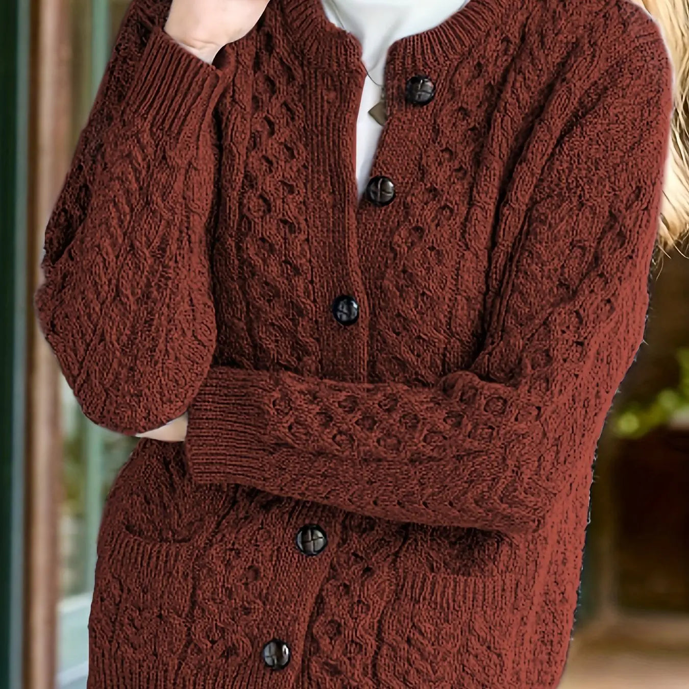 Women's Casual Knit Cardigan Sweater Cozy Long Sleeve Nipaaj