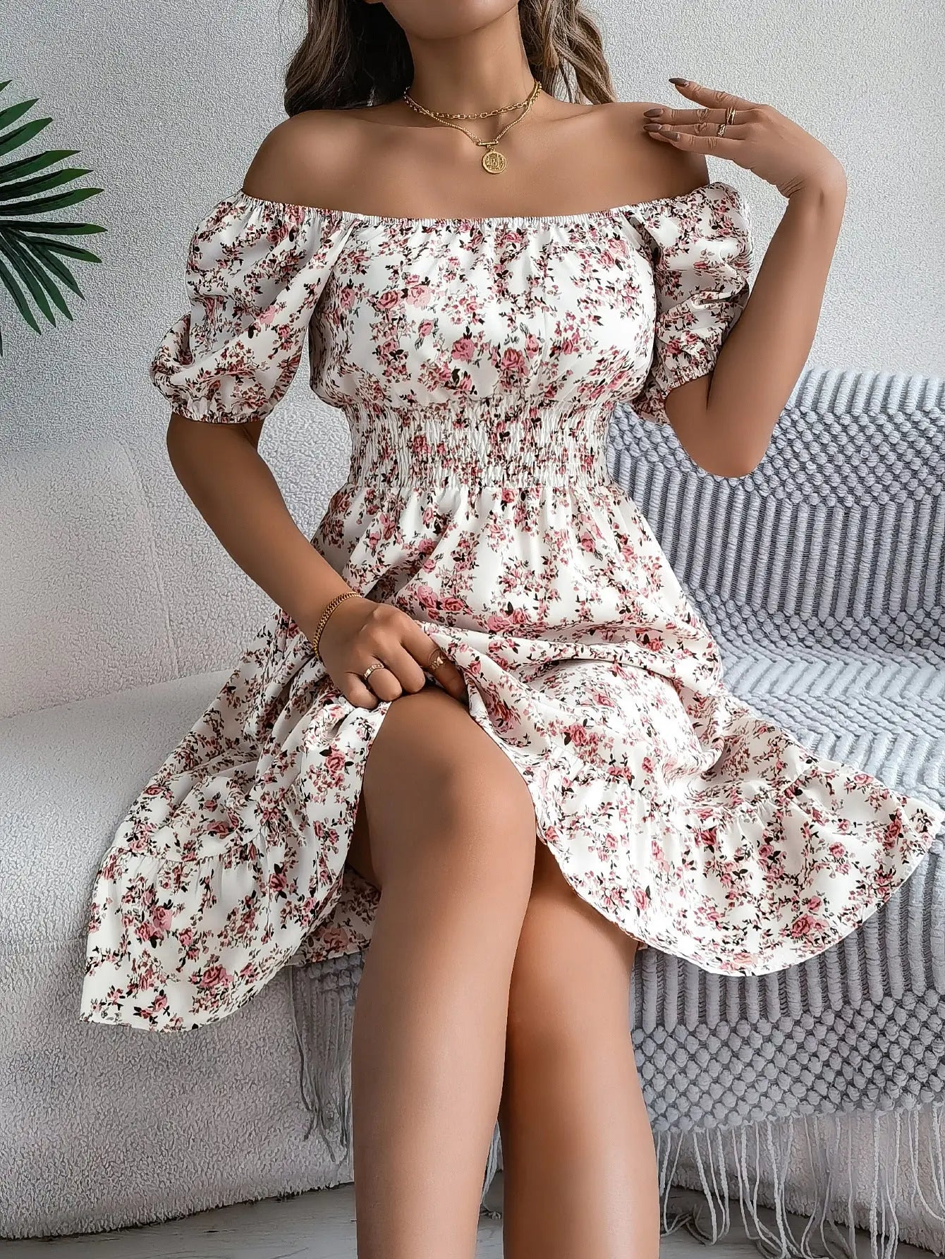 Floral Print Square Collar Dress Summer Fashion Ruffles Dresses Women's Clothing null