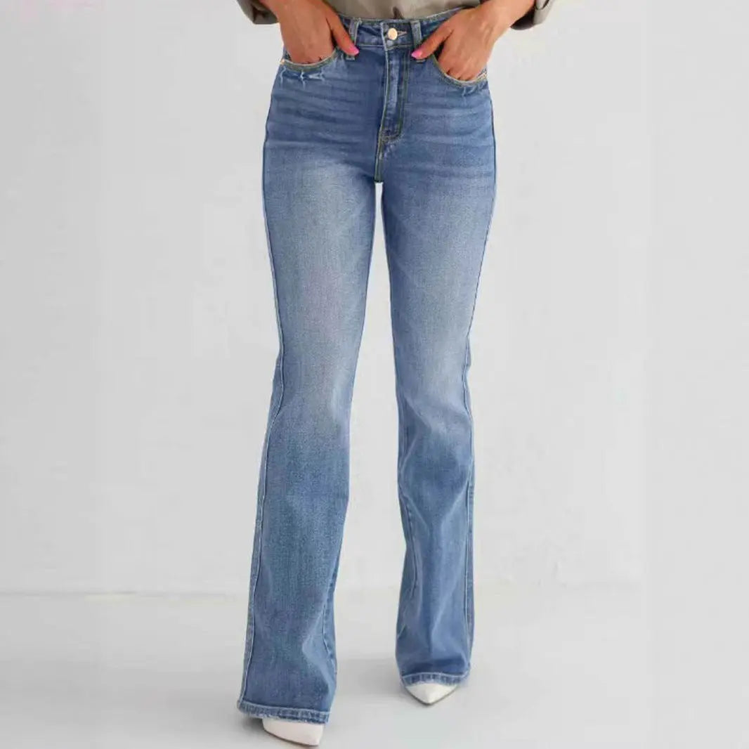 Fashion Slim Stretch High-waisted Boot-cut Pants Jeans Nipaaj