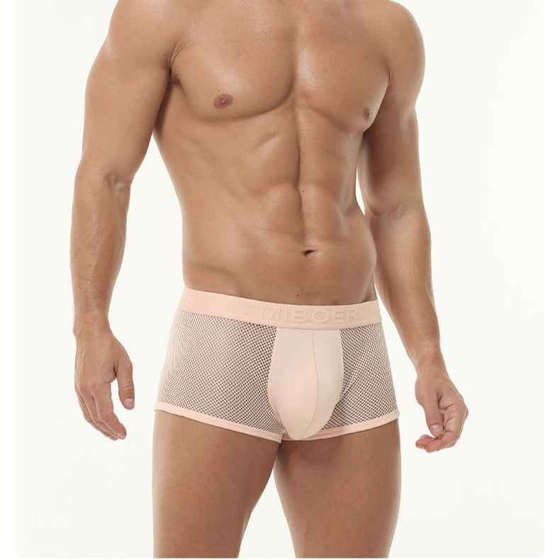 Ice Silk High Elastic Mesh Underwear Thin Cotton Crotch Boxers